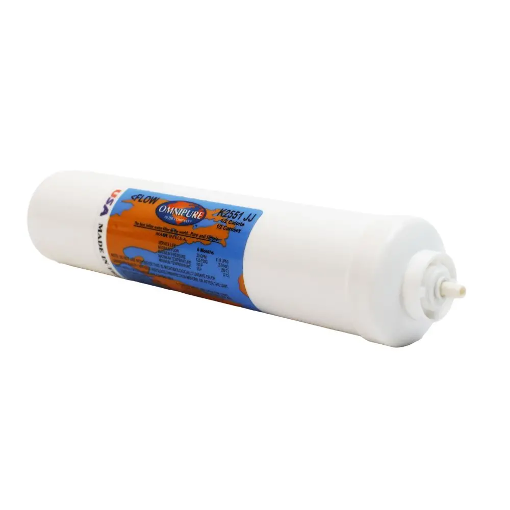 Omnipure Inline K2551-C/C-Jj 50% Calcite, 50% Corosex - 10" X 2" Filter - 1/4" Quick Connect 2