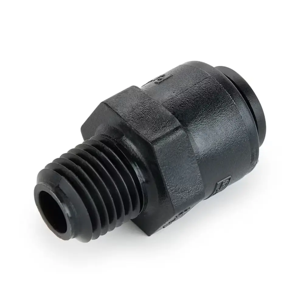Black Kynar Pvdf Male Connector - 3/8 X 1/4 Nptf 1