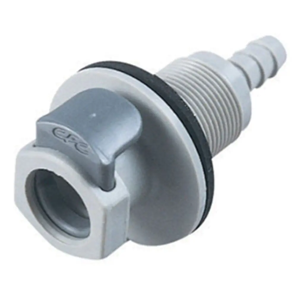 Efcd16412 Valved Panel Mount Hose Barb Coupling Body 1/4 Id Barb 1