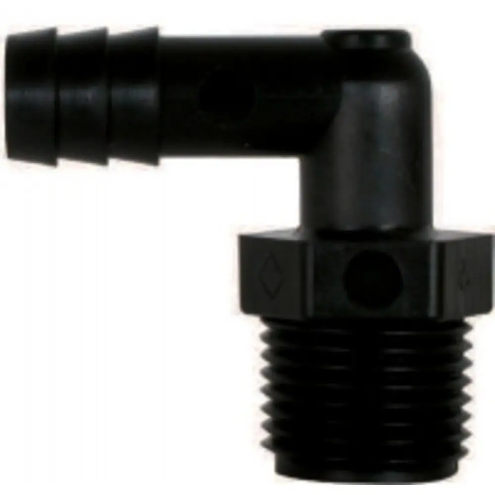 Male Elbow Barb Connector Black Pp - 1/4 Id X 1/4 Mnpt 1