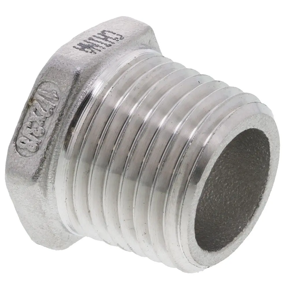 Lead Free Stainless Steel Hex Bushing - 1/2 Mpt X 3/8 Fpt 1