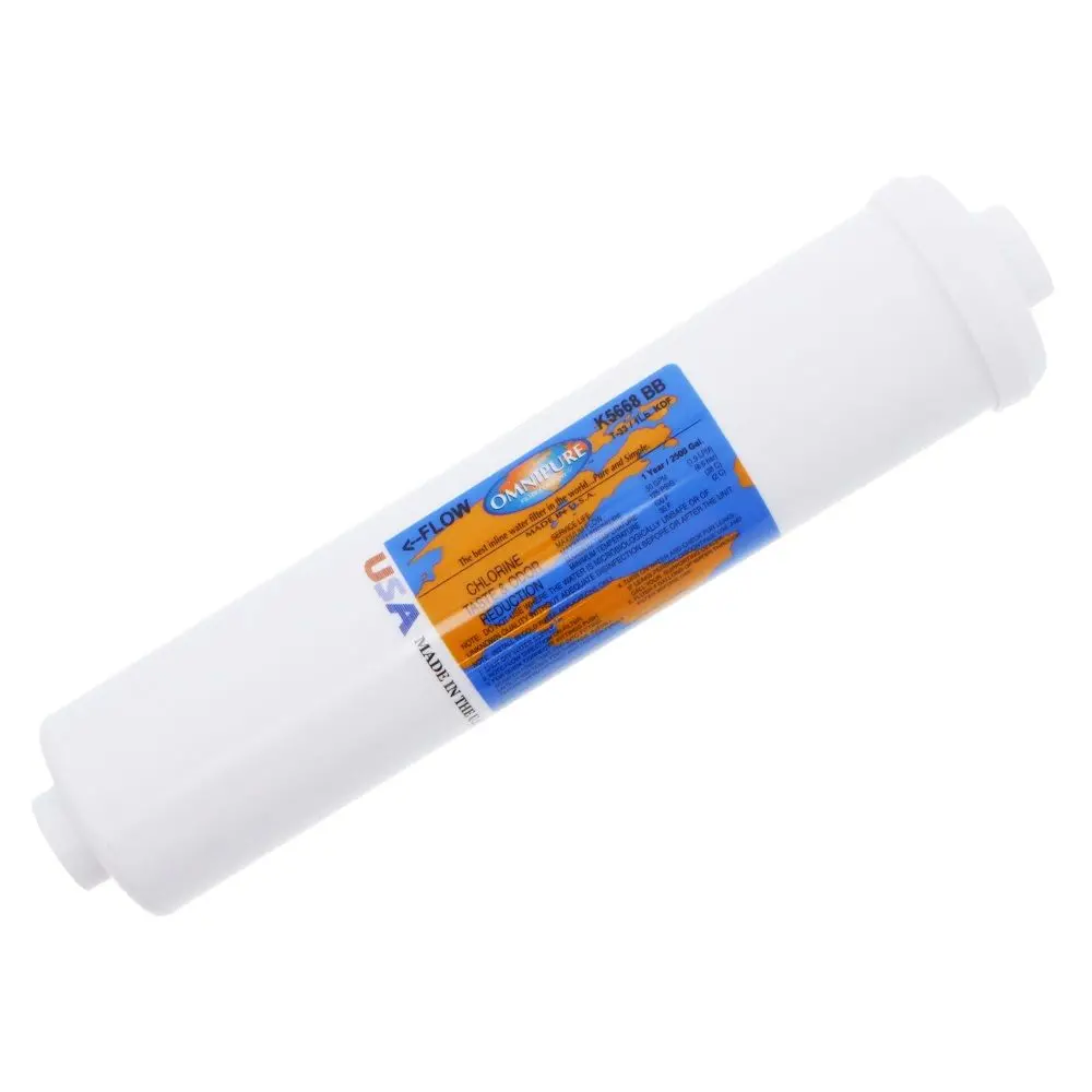 Omnipure Inline K5668-Bb Gac + 1Lb Kdf 55 - 12" X 2.5" Filter - 1/4" Fpt 2