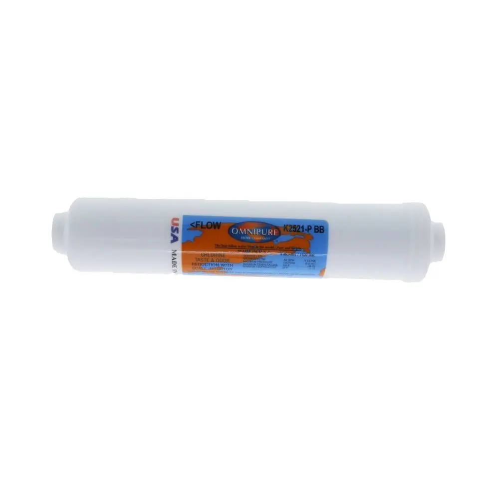 Omnipure Inline K2521-P-Bb 10 Mic Carbon Block Cto (W/ Scale Reduction) - 10" X 2" Filter - 1/4" Fpt (Everpure Compatible In-9 Cf-S) 2
