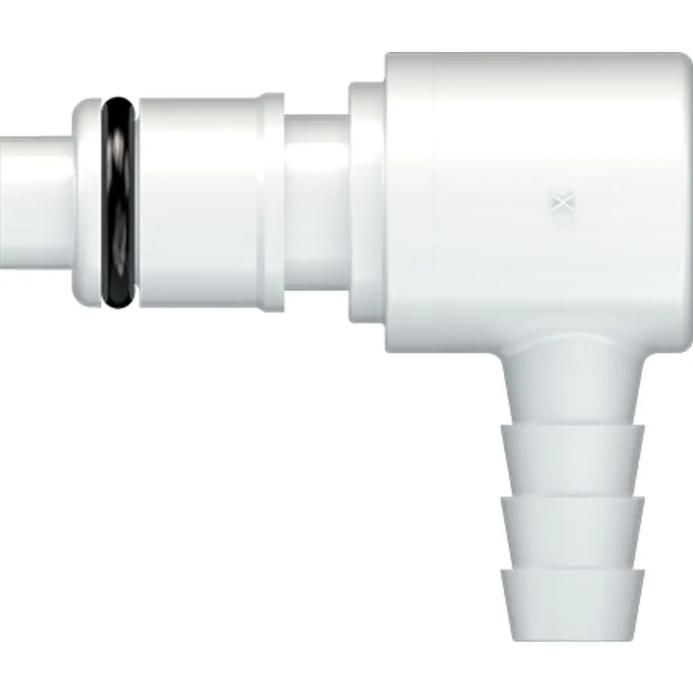 Linktech 50Ac Series Elbow Male, Valved, 3/8" Hb, Natural Acetal, Buna N 1