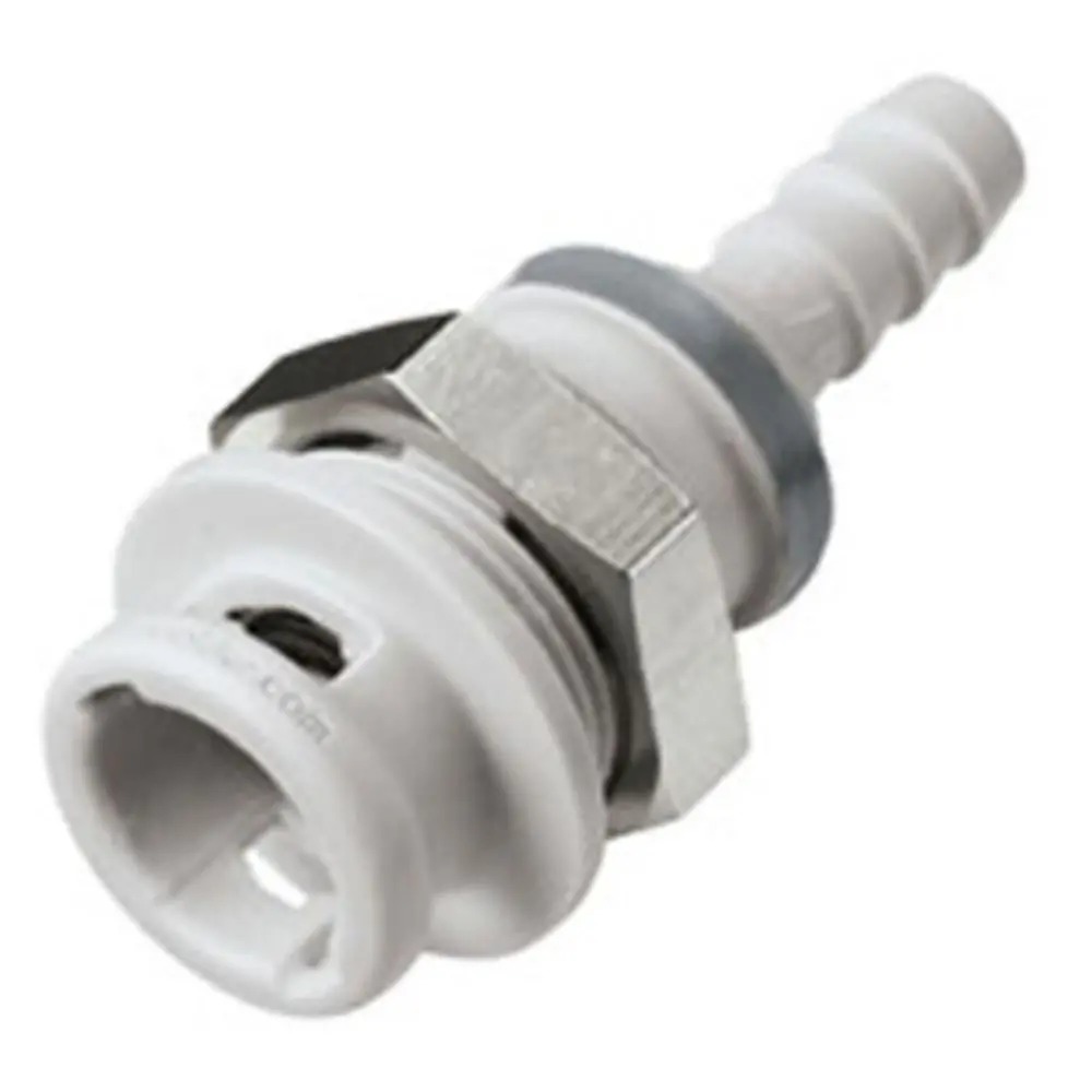 Ns2d1604 Valved Panel Mount Hose Barb Coupling Body 1/4 Id Barb 1
