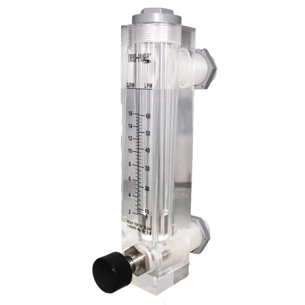 Neo-Pure Adjustable Panel Mount Flowmeter 2-16Gpm 1" Mnpt 1
