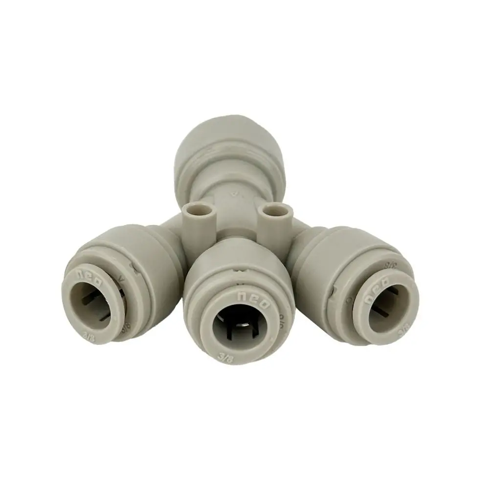 Neofit Acetal Gray Three Way Divider 1/2" Tube X 3/8" Tube 1