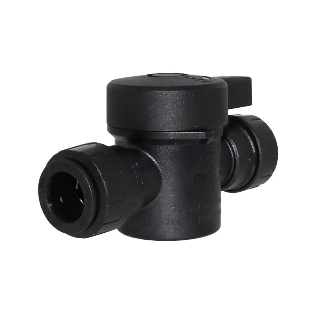 John Guest Two-Way Ball Valve: 1/2 In, Acetal, Straight, Push X Push 1