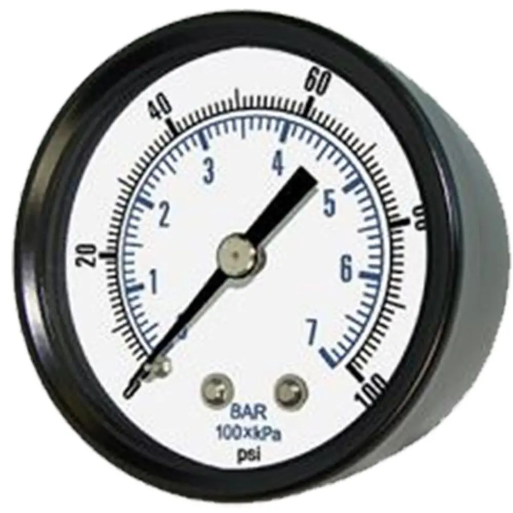 Water Pressure Gauge 160 Psi, 1/4" Mpt, 2.0" Plastic Dial, Center Mount, Ss Case 1