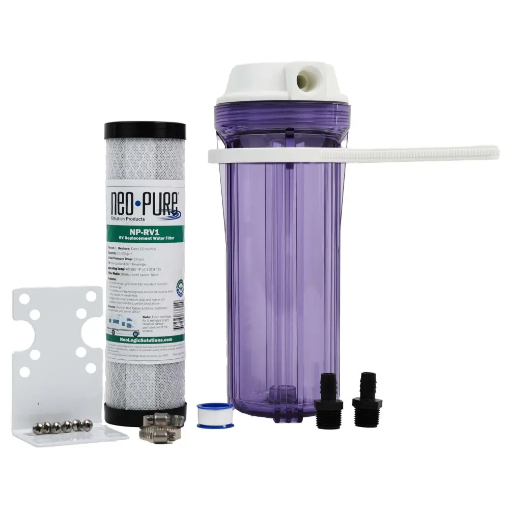 Rv Water Filter Kit For Rv1 1/2" Clear/White Housing W/ 1/2" Cts Connections 1