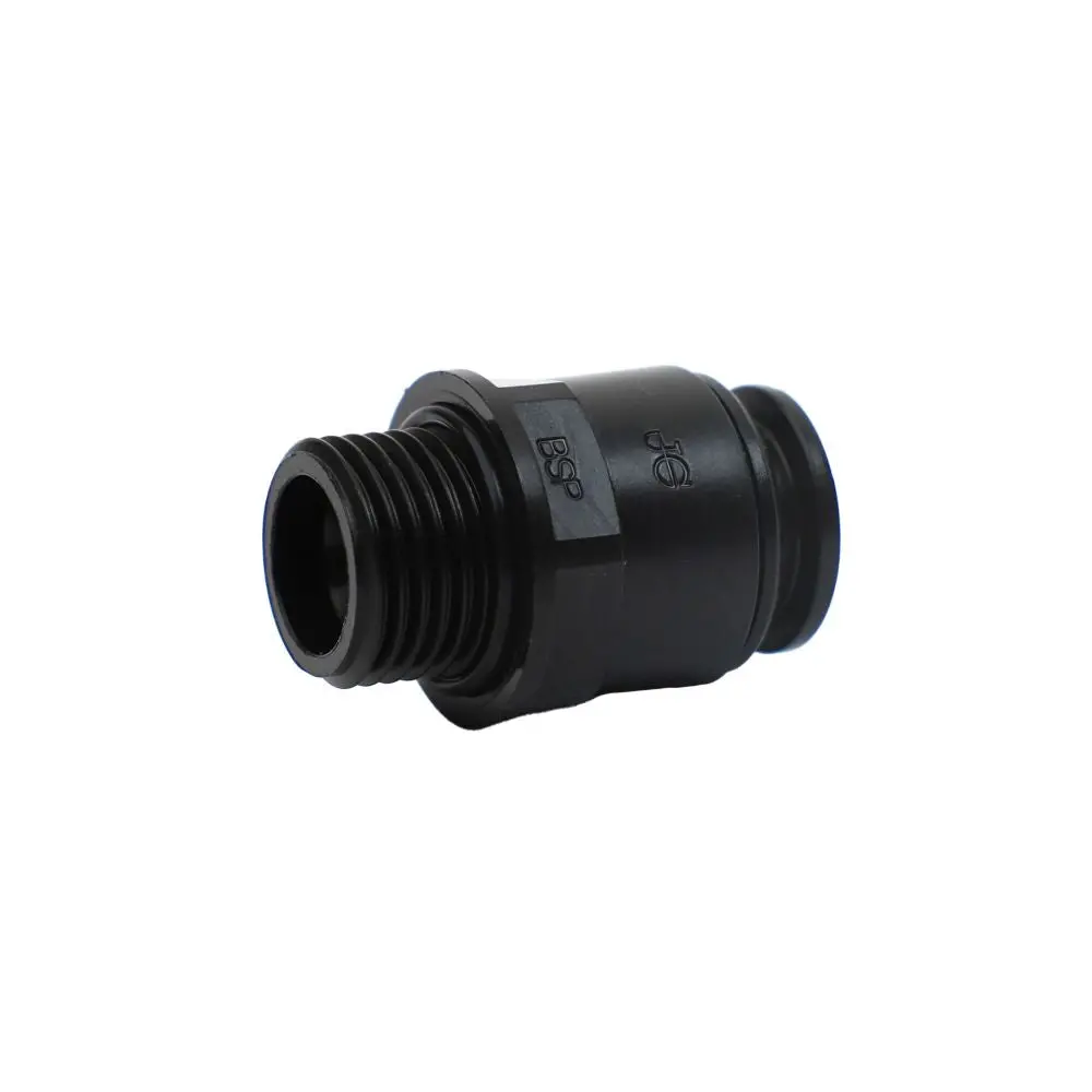 John Guest Male Connector Black Acetal - 6Mm X 1/4 Nptf 1