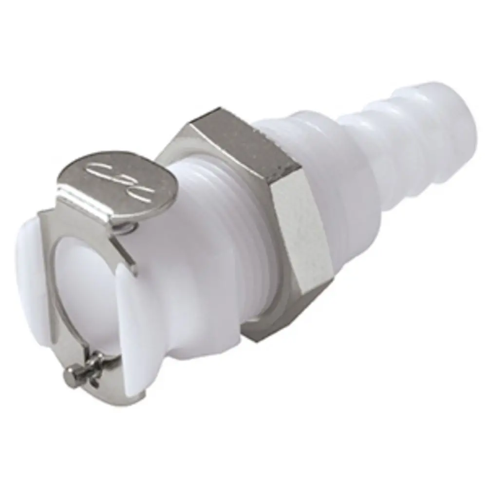 26700 Nsf Valved Panel Mount Hose Barb Coupling Body 3/8 Id Barb 1