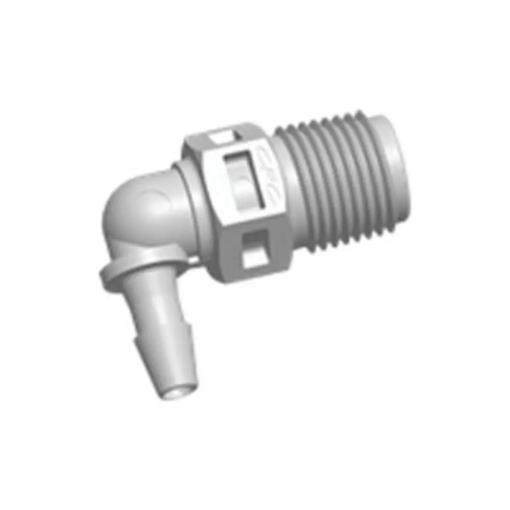 Fitquik Pvdf (Kynar) Thread To Tube Elbow Fitting - 1/8 Npt To 1/8 Id Barb 1