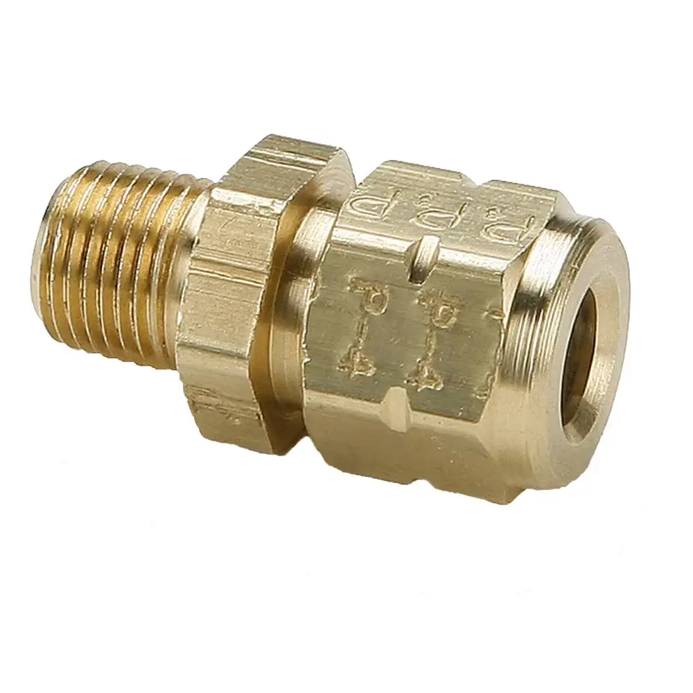 Parker Vibra-Lok Male Connector 3/8" Od X 1/4" Mpt, Brass 1