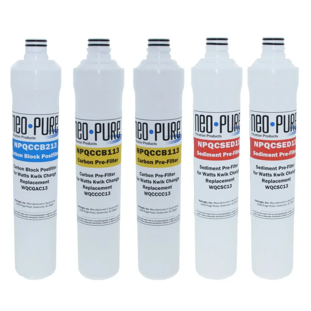 Neo-Pure Kwik Change 13" Watts Ro Replacement Prefilter And Postfilter Kit 1