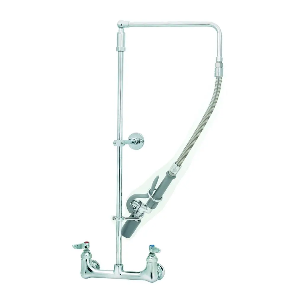 T&S Brass B-0131-Bc Easyinstall Deck Mount Pre-Rinse Faucet W/ 8" Centers, 29-15/16" H, Low Flow Spray Valve And Wall Bracket 1