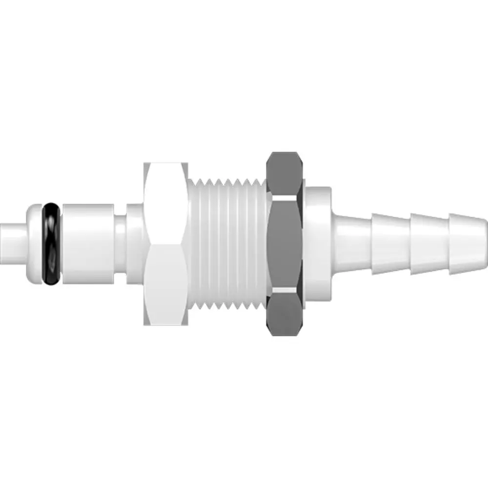 Linktech 20Ac Series Panel Mt. Male, Valved, 3/16" Hb, Natural Acetal, Buna N 1