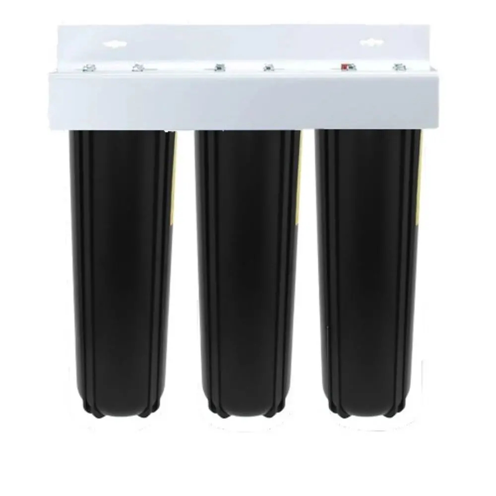 20" Big Flow Triple Series Plumbed Filter Housing Diy 1.5" Fpt 1