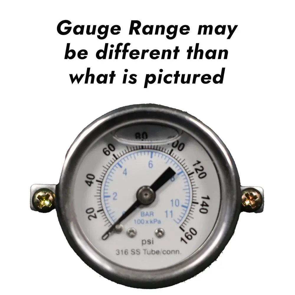 Water Pressure Gauge 160 Psi, 1/8" Mpt, 1.5" Plastic Dial, Center Back Uclamp, Ss Case 1