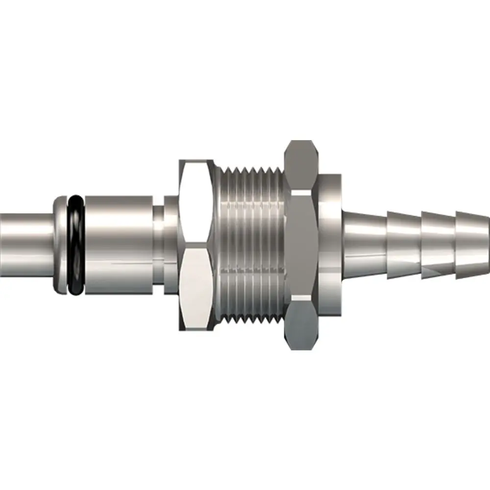 Linktech 40Cb Series Panel Mt. Male, Valved, 1/4" Hb, Chrome Brass, Buna N 1