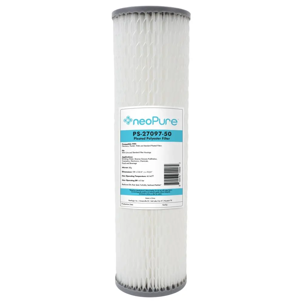 Neo-Pure Ps-27097-50 9-3/4" High Efficiency Pleated Filter 50 Micron 1