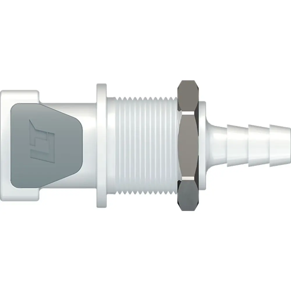 Linktech 50Ac Series Panel Mt. Female, Valved, 1/4" Hb, Natural Acetal, Buna N 1