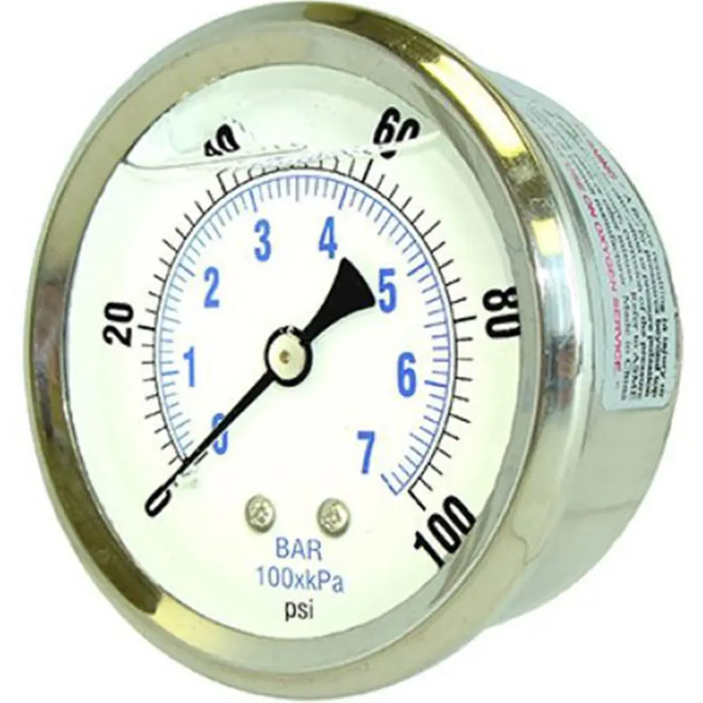 Water Pressure Gauge 1000 Psi, 1/4" Mpt, 2.5" Plastic Dial, Center Mount, Ss Case 1