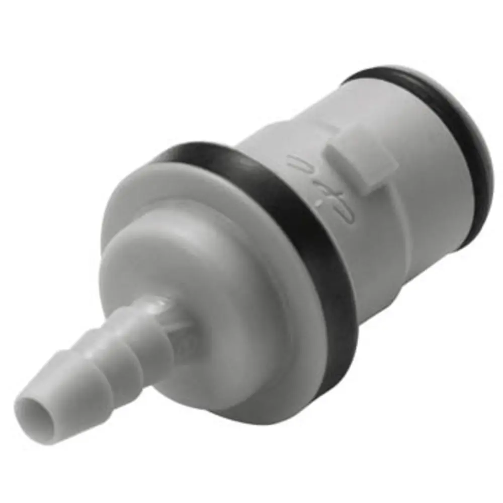 1/8 Hose Barb Valved In-Line Mld Grey Polypro Cplng Insert, Epr O-Ring , Fkm Seal 1