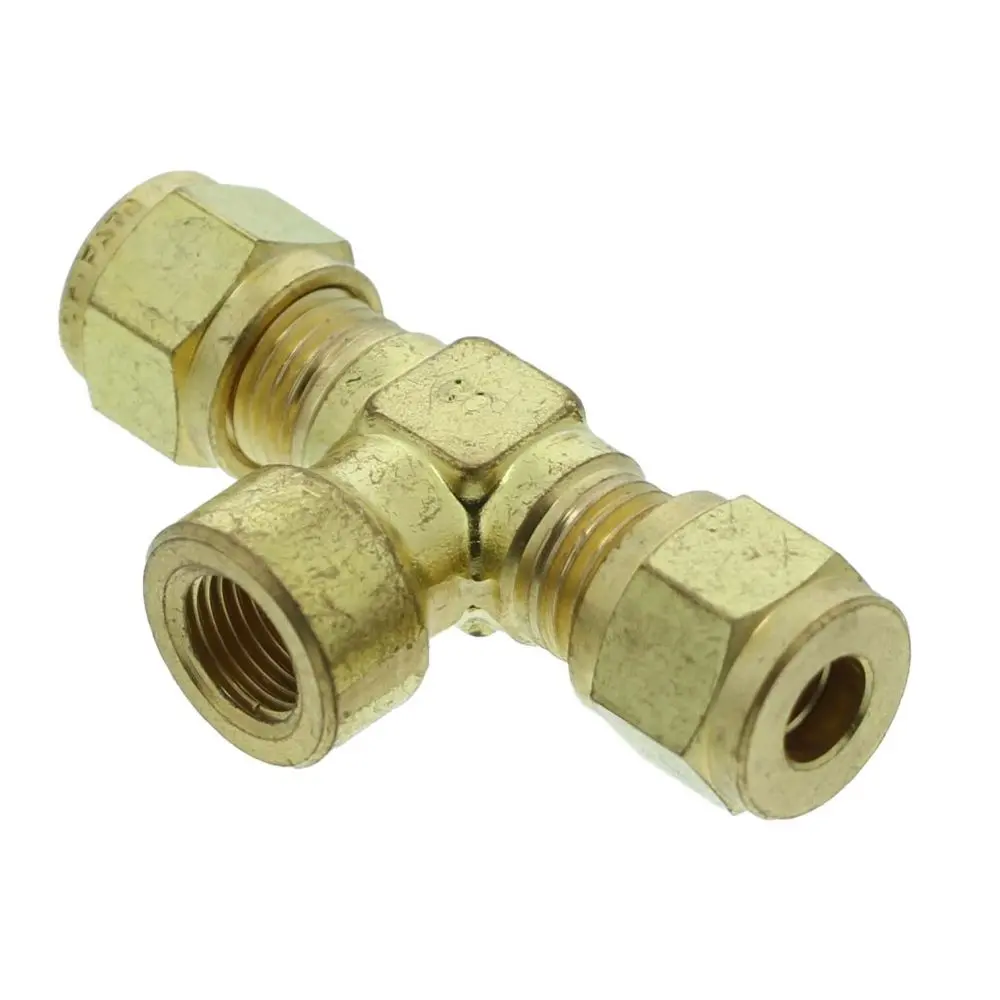 Brass Compression Female Branch Tee - 1/4 Compression X 1/4 Compression X 1/8 Fpt 1