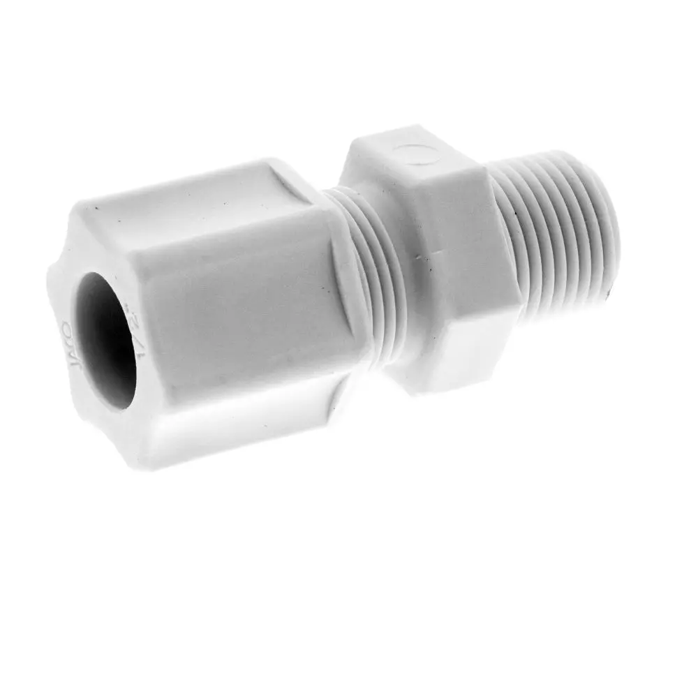 Jaco 10-8-6-P-O Polypropylene Male Connector 1/2 Od Tube X 3/8 Mpt 1