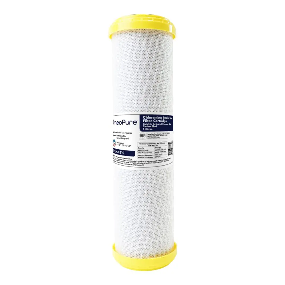 Neo-Pure Chlm-2510 9-7/8" X 2-1/2" Chloramine Carbon Block Filter 1 Micron 1