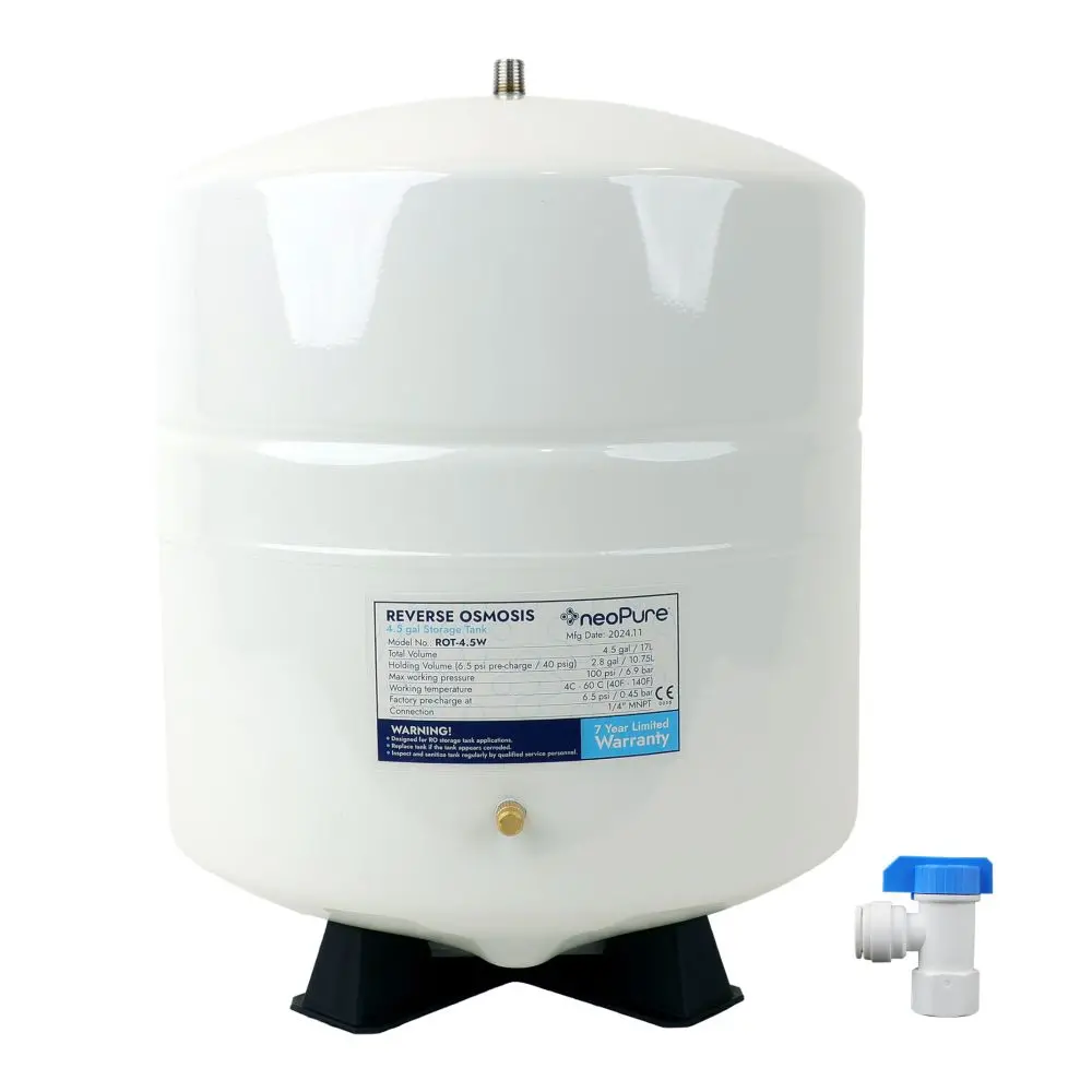 Neopure Rot-4.5W Reverse Osmosis Storage Tank Powder Coated Steel 4.5 Gal With Neofit Tank Valve 1