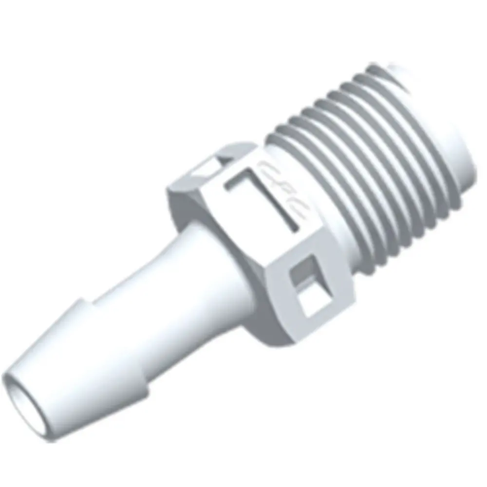 Fitquik Nylon Thread To Tube Straight Fitting - 1/8 Npt To 1/4 Id Barb - White 1