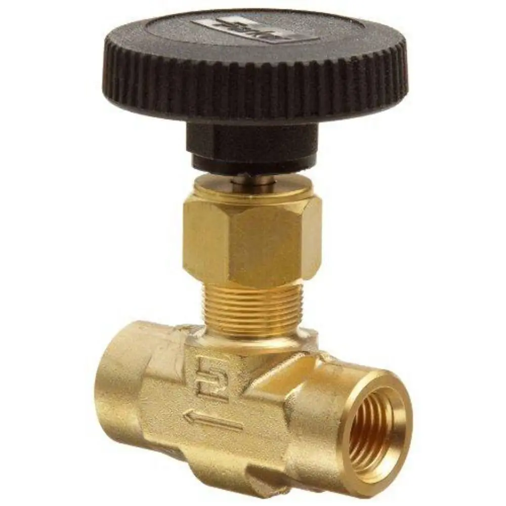 Parker 4F-V6lr-B V6 Series Inline Brass Needle Valve 1/4 Fpt Blunt Stem With Hand Wheel 1