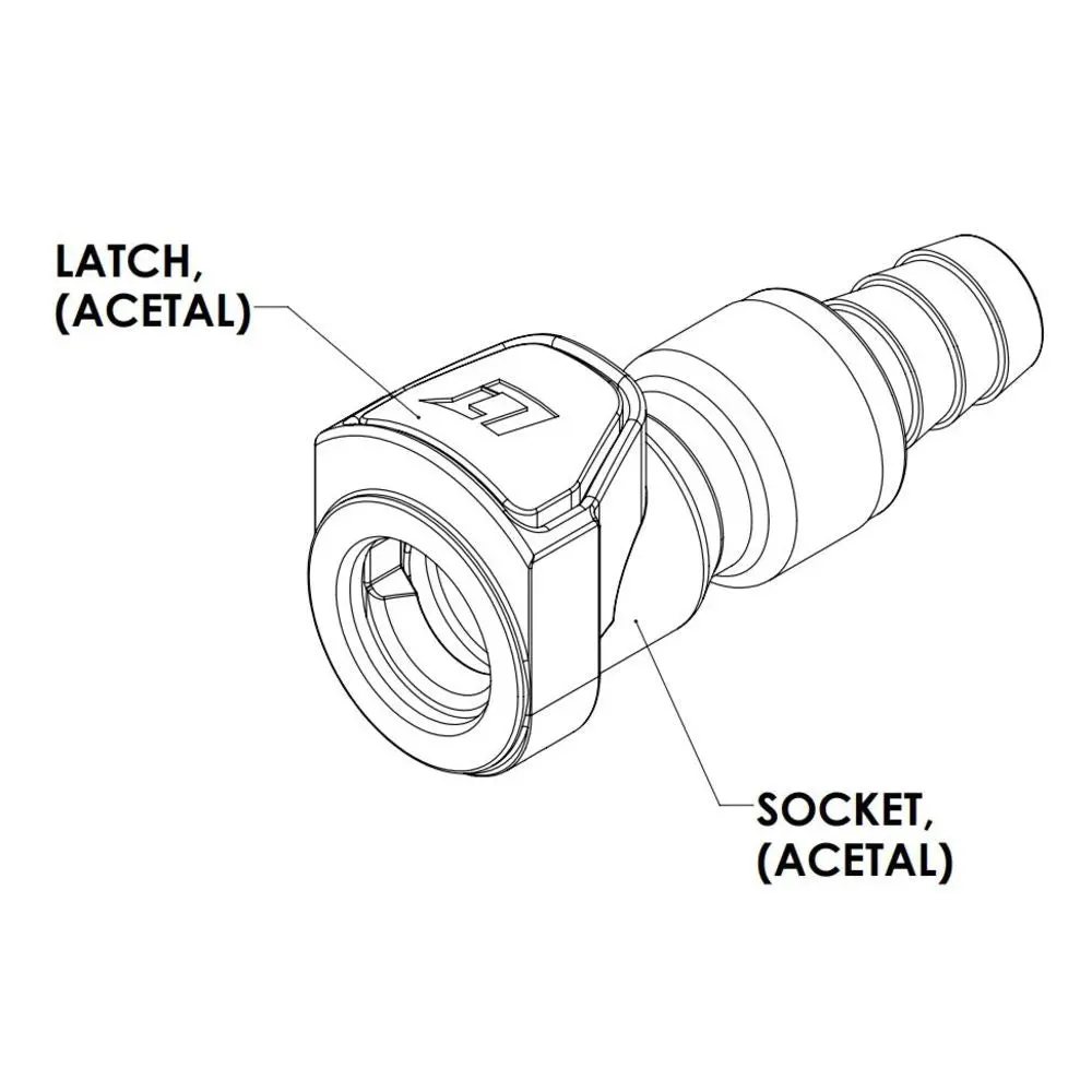 Linktech 50Ac Series Straight Female, Non-Valved, 3/8" Hb, Natural Acetal Long Body 2