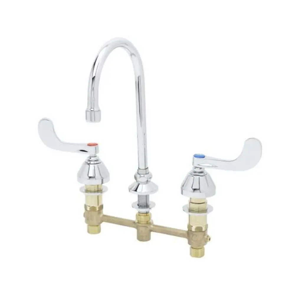 B-2866-05 Medical Faucet, 8" Centers, Swivel/Rigid Gn, Non-Splash Aerator, 4" Wrist Action Handles 1