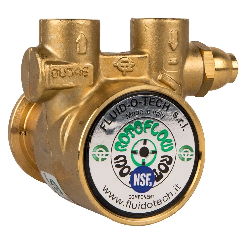 Fluid-O-Tech Brass Rotary Vane Pump 320 Gph Bypass - 1/2" Npt 1