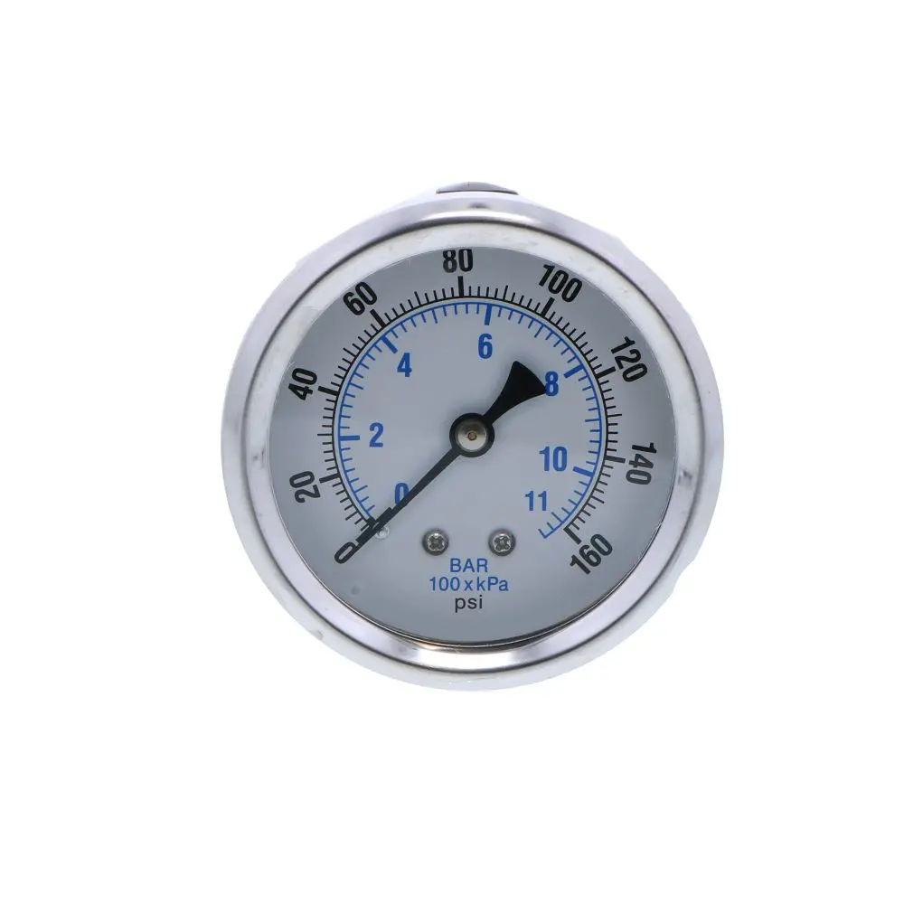 Water Pressure Gauge 160 Psi, 1/4" Mpt, 2.5" Plastic Dial, Center Mount, Ss Case 1