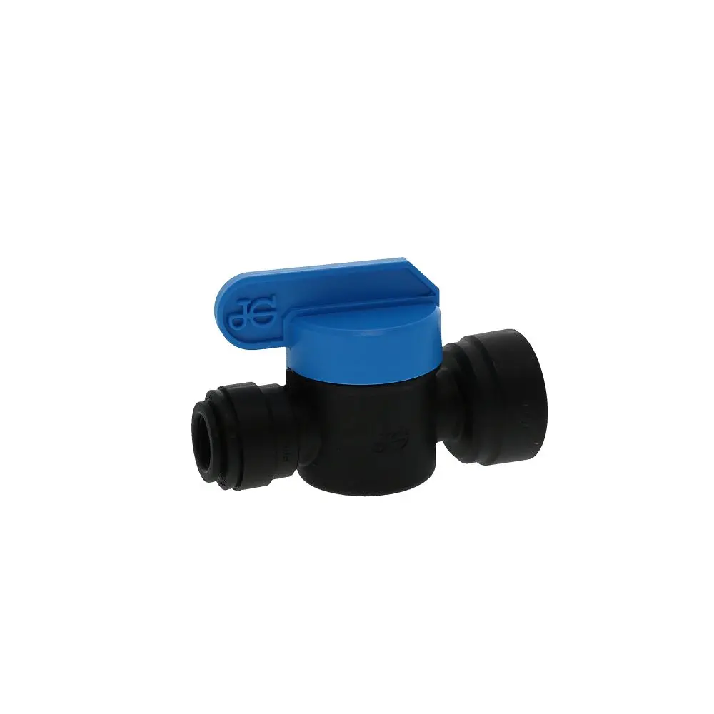 John Guest Shut-Off Valve Female Nptf Black Polypropylene - 3/8 Tube X 3/8 Nptf Female 3