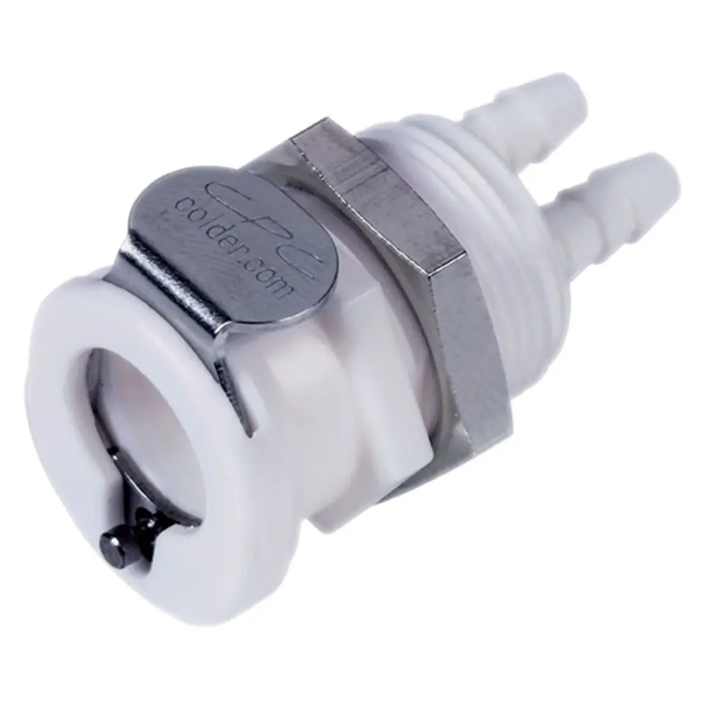 Colder Ptc1602096 Non-Valved Panel Mount Hose Barb Coupling Body - 1/8 Id Barb 1