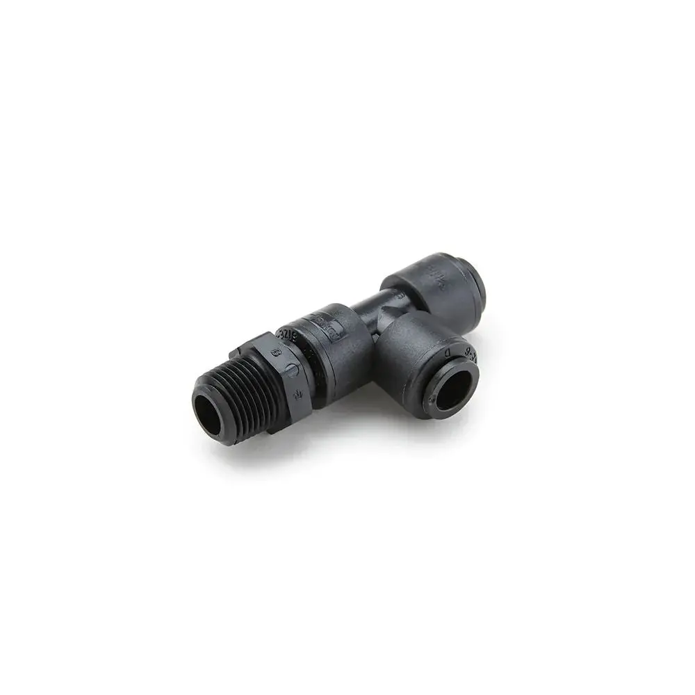 Black Kynar Pvdf Male Run Swivel Tee - 1/4 X 1/4 Nptf 1