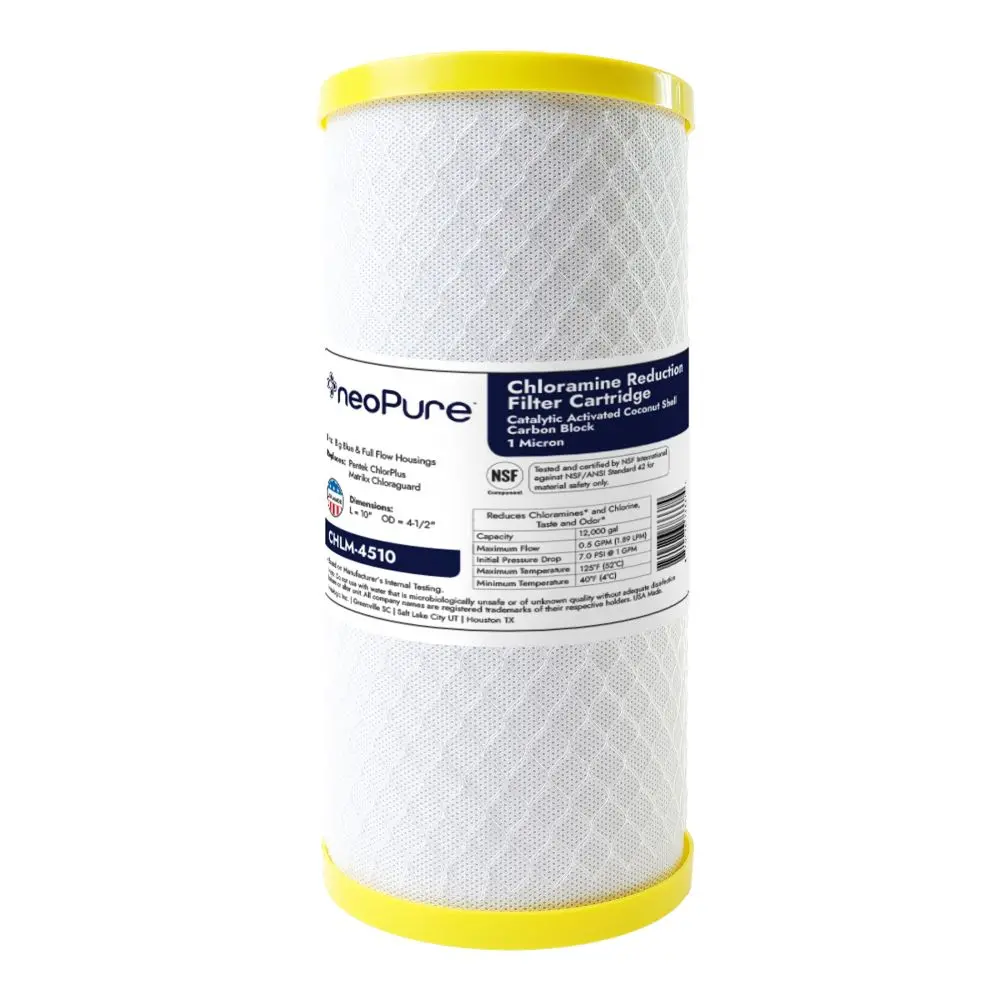 Neo-Pure Chlm-4510 9-7/8" X 4-1/2" Chloramine Carbon Block Filter 1 Micron 1