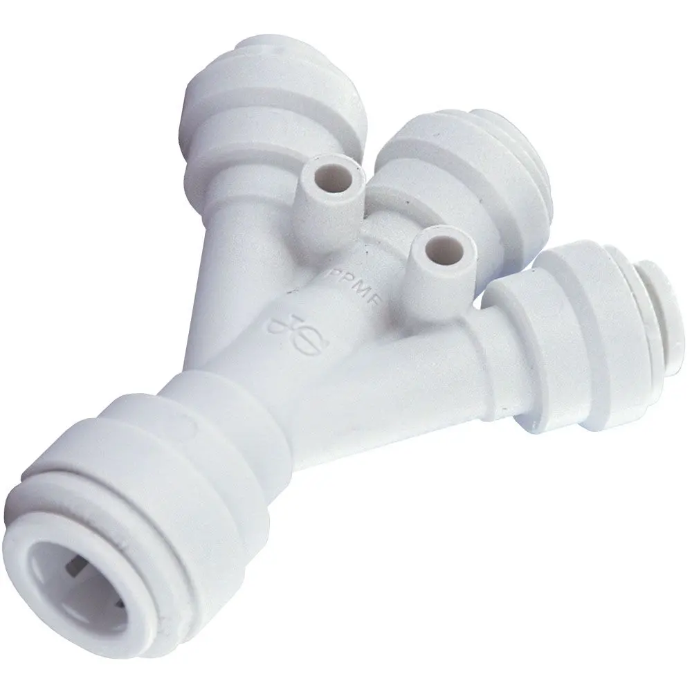 John Guest Three Way Divider Polypro - 3/8 Inlet X 1/4 Outlets 1