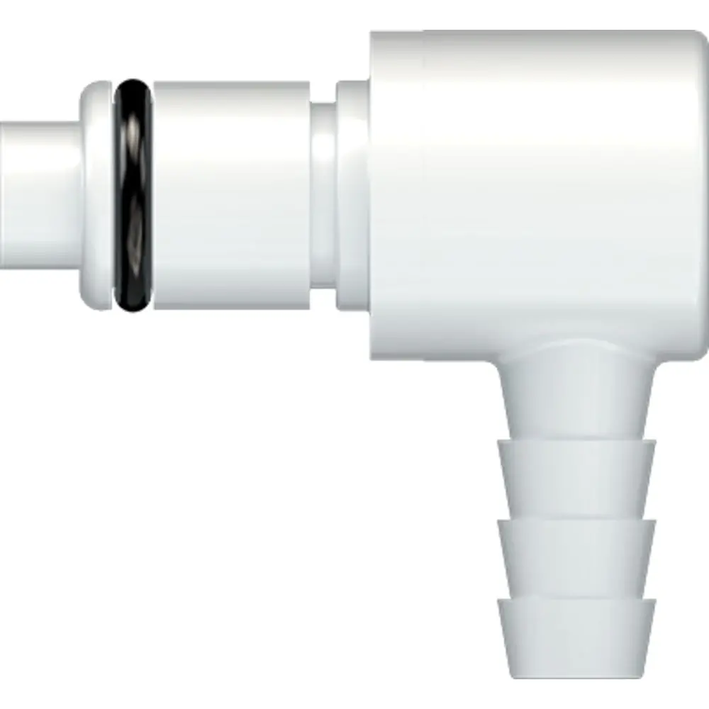 Linktech 40Ac Series Elbow Male, Valved, 1/4" Hb, Natural Acetal, Buna N 1