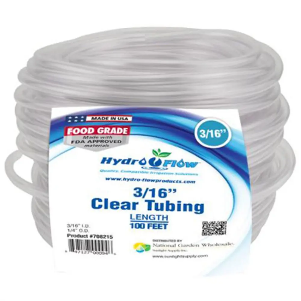 Hydro Flow Vinyl Tubing Clear - 3/16 Id X 1/4 Od 1