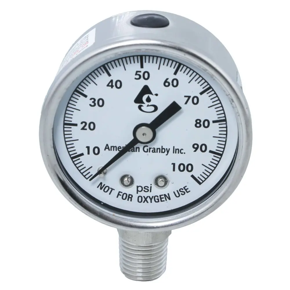 Water Pressure Gauge 100 Psi, 1/4" Mpt, 2.0" Plastic Dial, Lower Mount, Ss Case 2