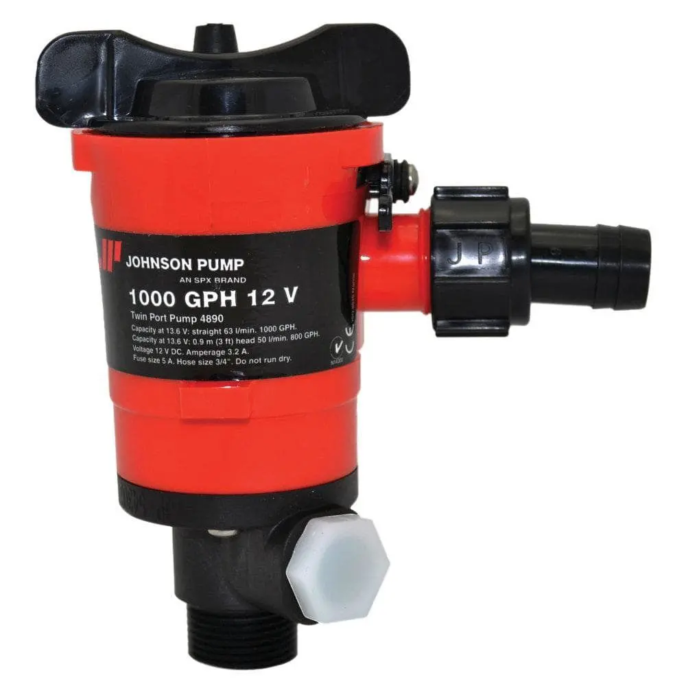 Johnson Pump - Marine Twin Port Aerator Pump 1000 Gph 1