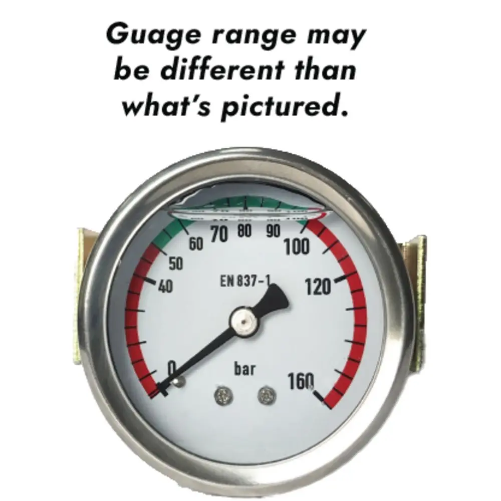 Water Pressure Gauge 100 Psi, 1/4" Mpt, 2.0" Plastic Dial, Center Back Uclamp, Ss Case 1