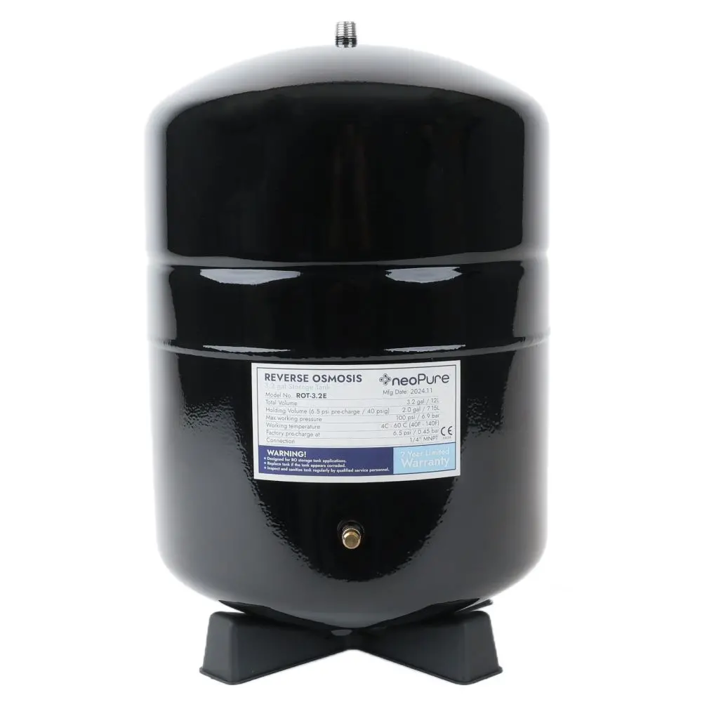 Neopure Tank Ro 3.2 Gallon Black W/Shut-Off Valve - 3/8 X 1/4 Nptf 1