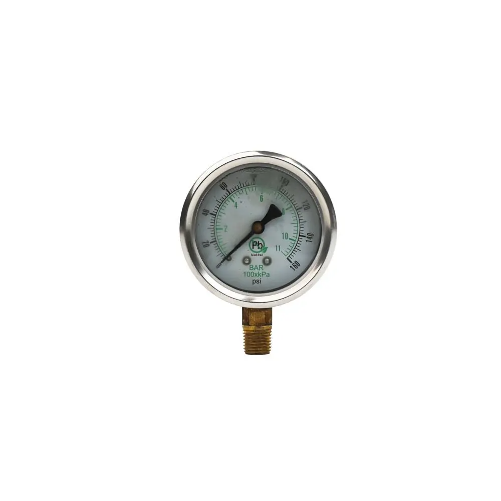 Water Pressure Gauge 160 Psi, 1/4" Mpt, 2.5" Dial, Lower Back Mount, Ss Case, Asme Certified 1